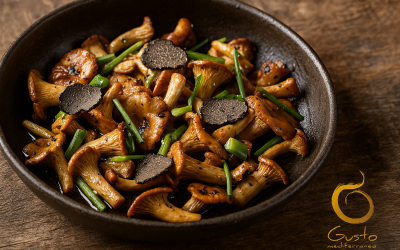 Níscalos Salteados con Ajetes y Trufa Negra