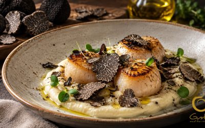 Vieiras a la Plancha con Crema de Apionabo y Trufa Fresca